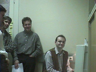 Fritz Leisch with visitors